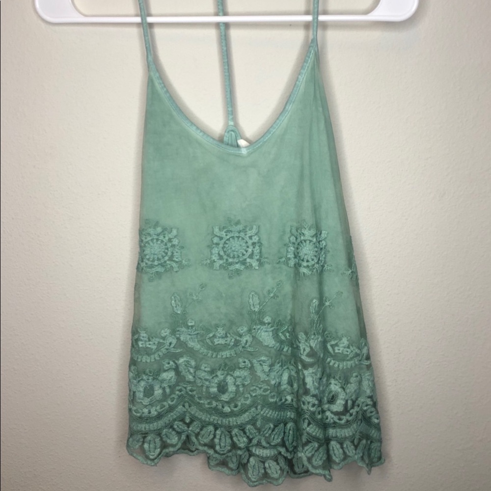 Forever 21 Seafoam Green Embroidered Tank